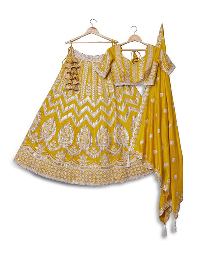 Sequin Embroidered Vichitra Silk Lehenga