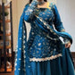 Teal Crinkle Silk Kurta Palazzo Set