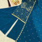 Teal Crinkle Silk Kurta Palazzo Set