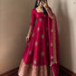 Ivory Peacock Feather Anarkali Gown