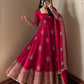 Ivory Peacock Feather Anarkali Gown