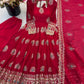 Ivory Peacock Feather Anarkali Gown