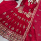 Ivory Peacock Feather Anarkali Gown