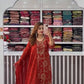 Red Embroidered Georgette Palazzo Suit
