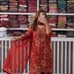 Red Embroidered Georgette Palazzo Suit