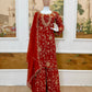 Red Embroidered Georgette Palazzo Suit