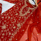 Red Embroidered Georgette Palazzo Suit