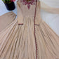 Beige Crinkle Anarkali Gown with Dupatta