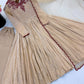Beige Crinkle Anarkali Gown with Dupatta