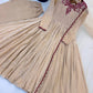 Beige Crinkle Anarkali Gown with Dupatta