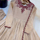 Beige Crinkle Anarkali Gown with Dupatta