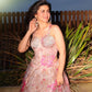 Coral Floral Organza Corset Lehenga