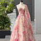 Coral Floral Organza Corset Lehenga