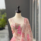 Coral Floral Organza Corset Lehenga