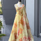 Coral Floral Organza Corset Lehenga