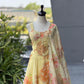 Coral Floral Organza Corset Lehenga