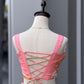 Coral Floral Organza Corset Lehenga