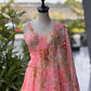 Coral Floral Organza Corset Lehenga