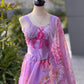 Coral Floral Organza Corset Lehenga