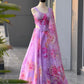 Coral Floral Organza Corset Lehenga