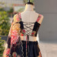 Coral Floral Organza Corset Lehenga