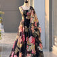 Coral Floral Organza Corset Lehenga