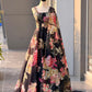 Coral Floral Organza Corset Lehenga