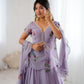 Lilac Hand Painted Lehenga with Pearl Lace