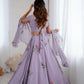 Lilac Hand Painted Lehenga with Pearl Lace
