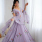 Lilac Hand Painted Lehenga with Pearl Lace