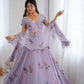 Lilac Hand Painted Lehenga with Pearl Lace