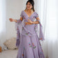 Lilac Hand Painted Lehenga with Pearl Lace