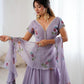 Lilac Hand Painted Lehenga with Pearl Lace