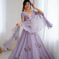 Lilac Hand Painted Lehenga with Pearl Lace