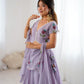 Lilac Hand Painted Lehenga with Pearl Lace