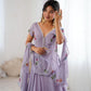 Lilac Hand Painted Lehenga with Pearl Lace