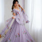 Lilac Hand Painted Lehenga with Pearl Lace