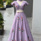 Lilac Hand Painted Lehenga with Pearl Lace