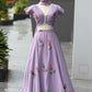 Lilac Hand Painted Lehenga with Pearl Lace
