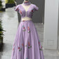 Lilac Hand Painted Lehenga with Pearl Lace