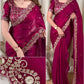 Dual Tone Satin Saree with Sequin Border