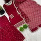 Embroidered Faux Georgette Gharara Suit Set with Dupatta