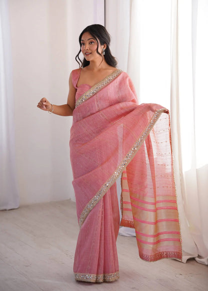 Pure Cotton Designer Saree with Mirror Work for Festive and Occasion Wear