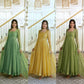 Mustard Foil Work Shimmer Gown