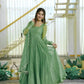 Mustard Foil Work Shimmer Gown