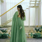 Mustard Foil Work Shimmer Gown