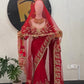 Red Embroidered Georgette Saree with Dupatta