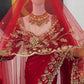 Red Embroidered Georgette Saree with Dupatta
