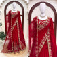 Red Embroidered Georgette Saree with Dupatta