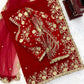 Red Embroidered Georgette Saree with Dupatta